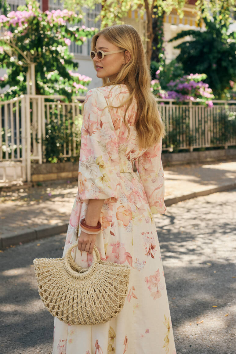 Gardenya Keten Elbise Soft Pembe - 10